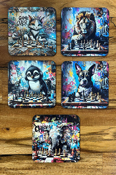Satranç Medya Magical Chess- Set of 5 Coasters
