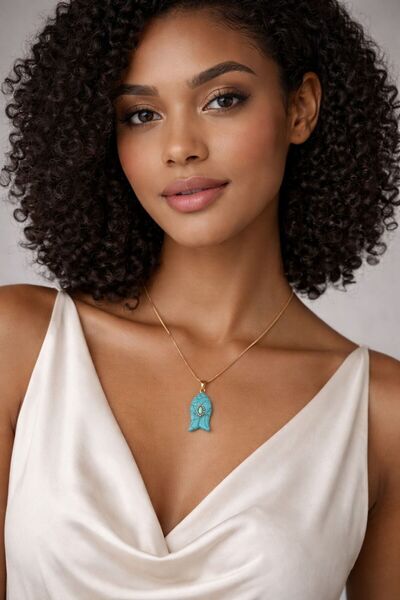 Solare Accessories Firuze Doğal Taşlı Altın Kaplama Çelik Kolye – Turkuaz Doğ...