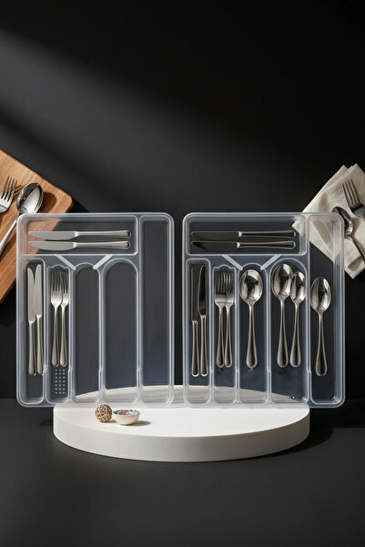 Transformacion Greta Series 6 Compartment Set of 2 Transparent Drawer Cutlery...