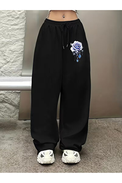 Nilvor Unisex Blue Rose Icon Baggy Cut Wide Leg Sweatpants