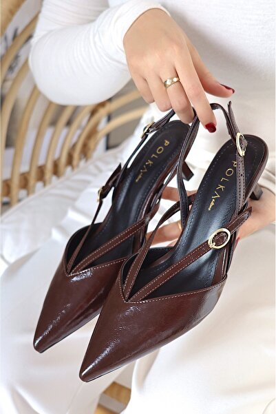 POLKA STORE Belt Pointed Toe Short Kitten Heel Women's Shoes