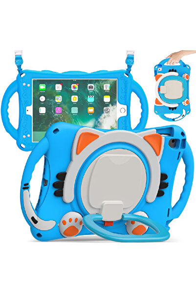 OEM Kids case for iPad 9.7” (2017–2018 / Air 2 / Pro 9.7), kitty pattern, blu...