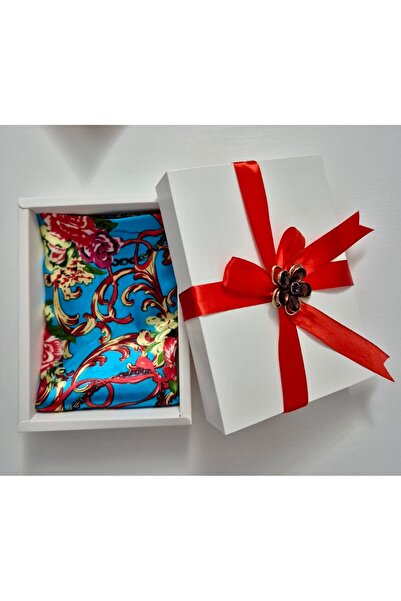 OnlyForYou Synthetic silk satin scarf set, in gift box + elegant brooch