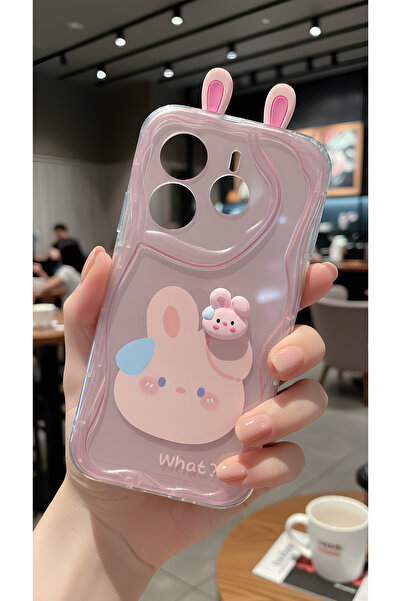 TechTrove Redmi Note 14 5G İçin Uyumlu 3D Tavşan Kulaklı Tasarımlı Dalgalı Ke...