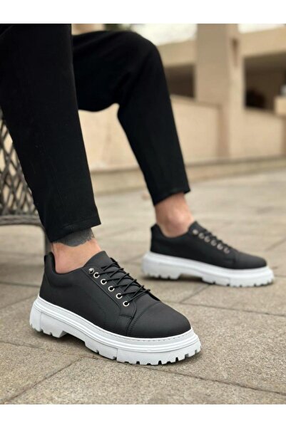 BPM Ba0245 Black Smart Rubber Lacing High Sole Casual Men's Shoes