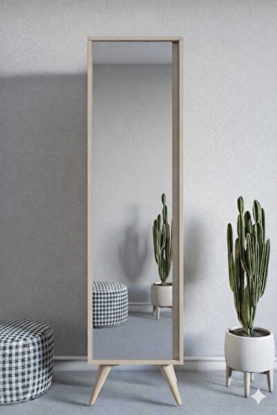 FUHO Ella Aynalı Raflı Vestiyer Vizon Bej