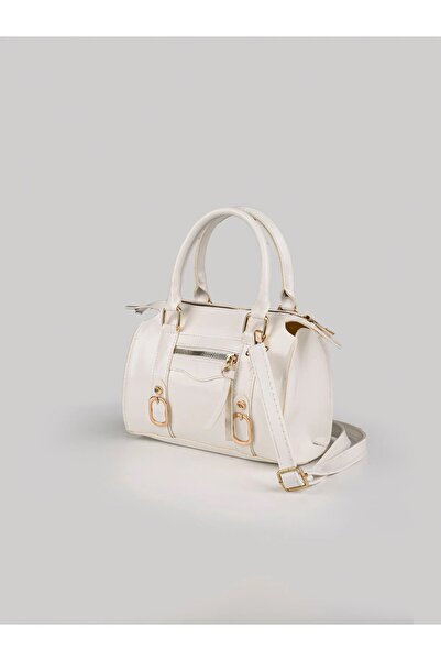 Beshora Wagner White Matte Women's Vintage Design Buckle Detailed Zippered Da...