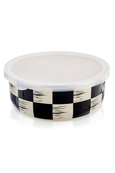 Other Enameled bowl with lid, CHECKERBOARD, 17 cm, 1 l