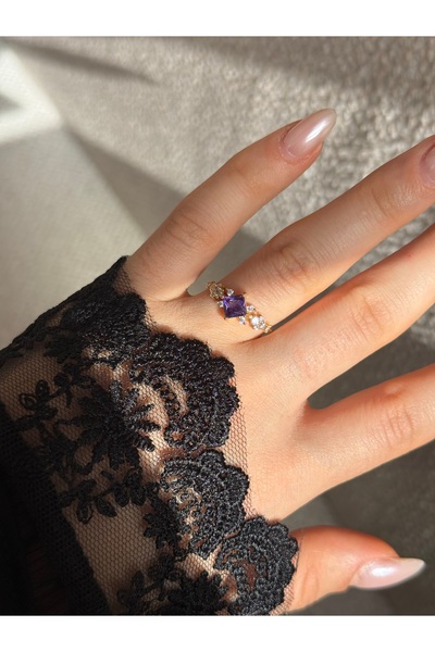 HOUSEKİ Purple Stone Princess Ring Adjustable