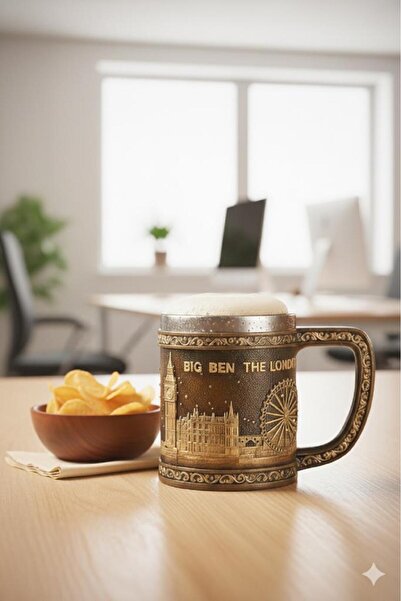 Nirnisa Londra Temalı Çelik Kupa Bardak Sevgiliye Hediye Kulplu İngiltere Lon...