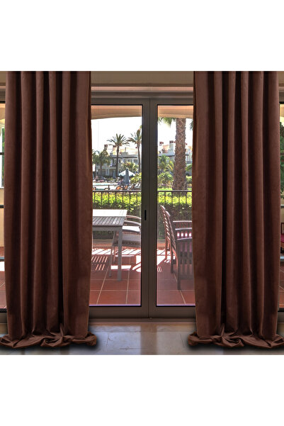 Casasro Set of 2 curtains, 140x245cm, Lux Velvet 335gr/sqm, Brown