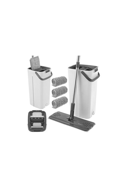 Ruhhy Mop set with two-compartment bucket 8.5 liters 27231, 3 cloths, 123 cm ...