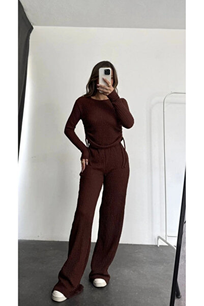 ZENGEZUR MALL Storozal Bubble Bottom Top Set Coffee Pt510446 (194932) (Size: S)