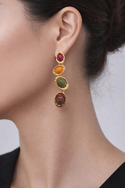 Hilaliart Aurora Four-Color Stone Dangle Earrings