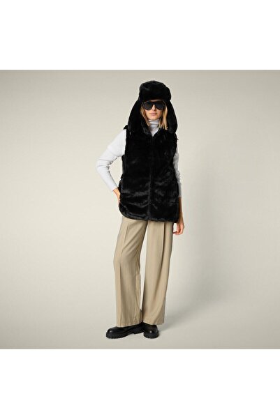SAVE THE DUCK Kadın Çift Tarflı Suni Kürklü Uzun Yelek Siyah - Nives