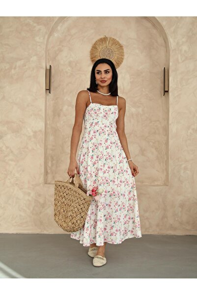 LUNES Floral Adjustable Strap Long Dress
