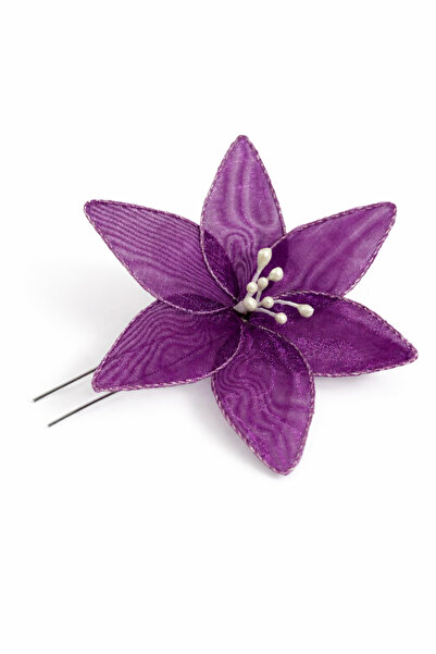 sibelle tasarım Plum Color Bridal Hairpin, Purple Bun Hairpin, Lily Flower Ha...