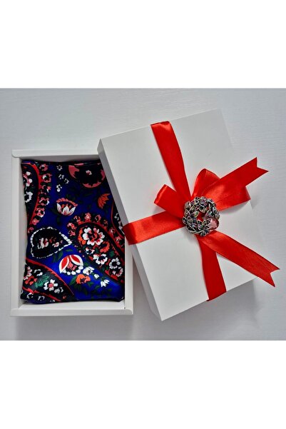 OnlyForYou Synthetic silk satin scarf set, in gift box + elegant brooch