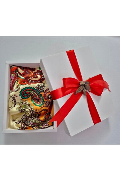 OnlyForYou Synthetic silk satin scarf set, in gift box + elegant brooch