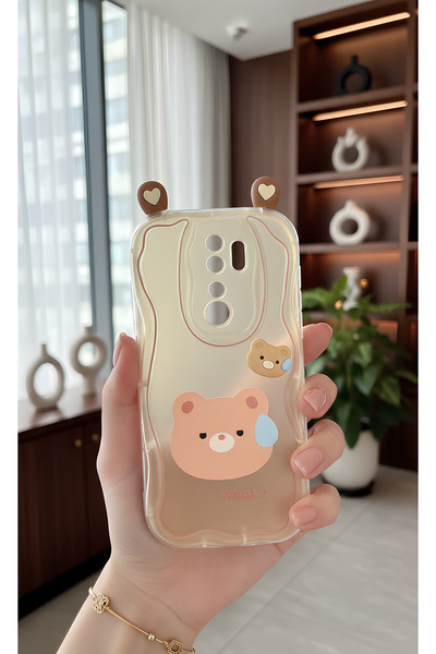 TechTrove Cute Confused Bear Figure Wavy Edge Design Case Compatible with Red...