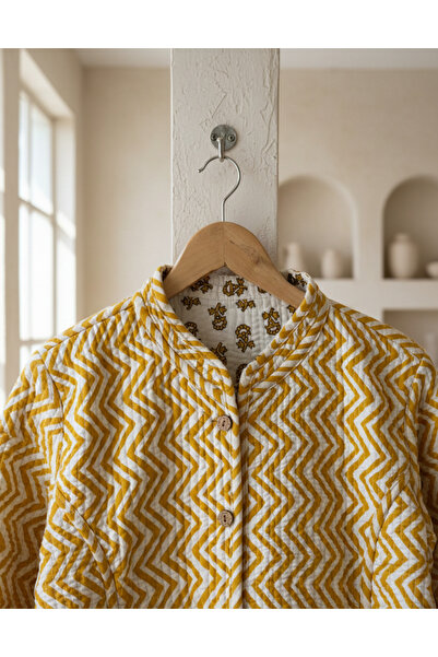 Yoncha Kadın Ceket %100 Pamuklu Çift Taraflı