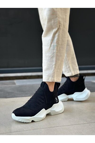 BPM Ba0401 Laceless Comfortable High Sole Black Suede Men's Sports Half Ankle...