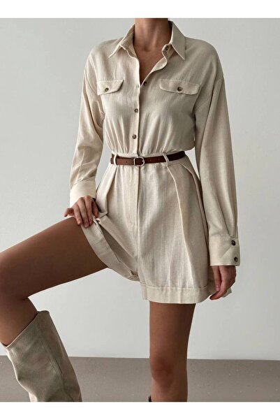 Cistern İstanbul Women's Belt Detailed Shorts Dress