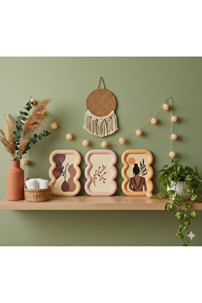 EL YAPIMI Üçlü bohem tablo seti/beton tablo/bohem stili