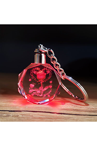 Modellino Color Changing Light up Keychain Diamond Cut Crystal Keychain - 1 P...