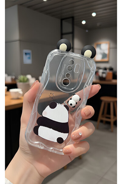 TechTrove Redmi Note 8 Pro İçin Uyumlu 3D Kulaklı Sevimli Panda Figürlü Şeffa...