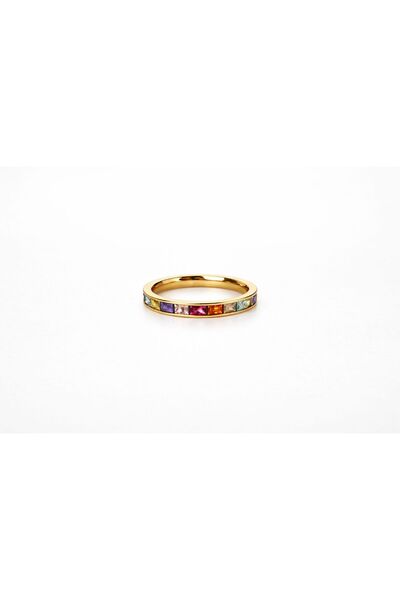Archhazel Jewelery Colorful Stone Steel Ring for Women