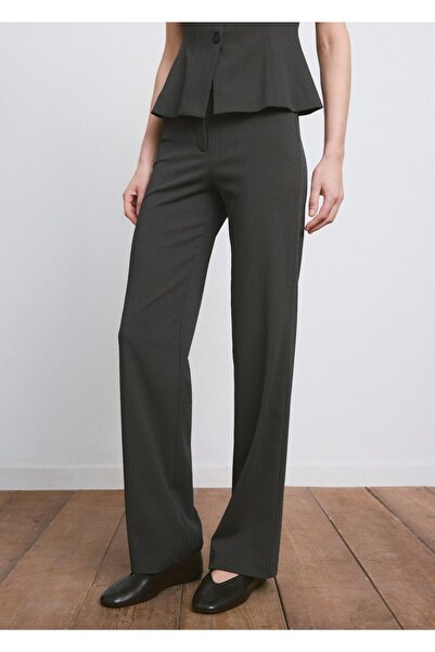 MANGO Woman Düz kesim orta belli pantolon