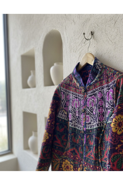 Yoncha Kadın Ceket %100 Pamuklu Çift Taraflı