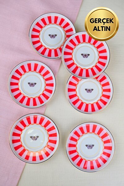 tabakevi Tabak Evi Porcelain Butterfly Collection Gold Gilded Tea Plate 11.8c...