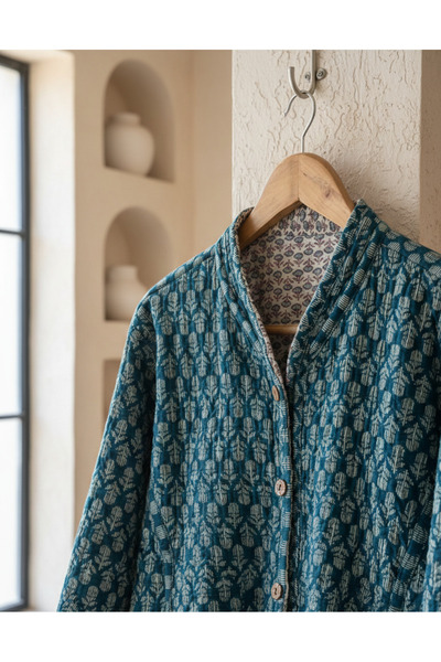 Yoncha Kadın Ceket %100 Pamuklu Çift Taraflı