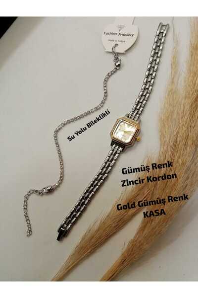 Brality Vintage Retro Design- (Gold Silver Case) Women's Wristwatch- Silver C...