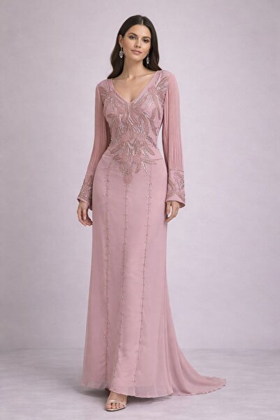 BATRINA STYLE Georgette Barbie Pleasya Embroidered Dress