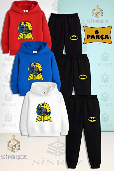 SİNREZ Set de trening cu glugă imprimat pentru copii, 3 piese, unisex, cu tex...