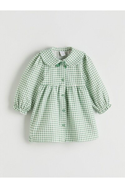 LC Waikiki LCW baby Bebe Yaka Ekose Kız Bebek Gabardin Elbise