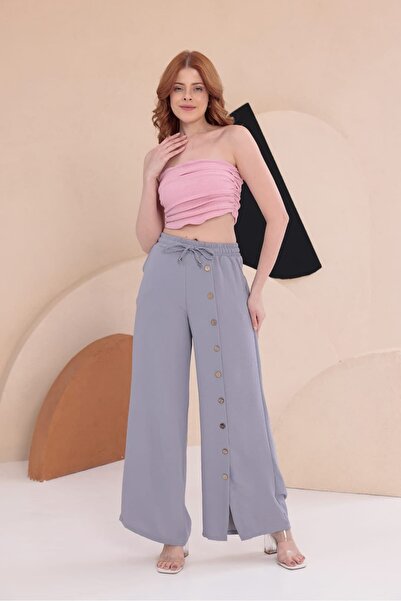 bb butik basic Coconat Buttoned Draped Trousers Hkn34