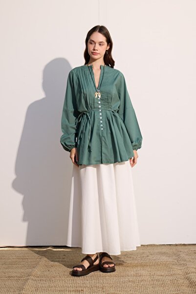 mavi limon NERVÜRLÜ VUAL GÖMLEK