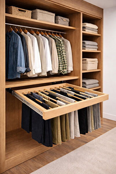 ShopyTime Dolap İçi Ahşap Raylı Pantolonluk 40×47 cm – Altı Askılı