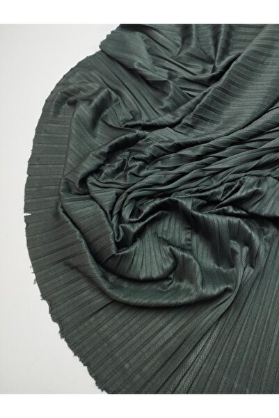Kumaş Parça Pleated Jersey Fabric in Dark Green Color Width: 145 cm