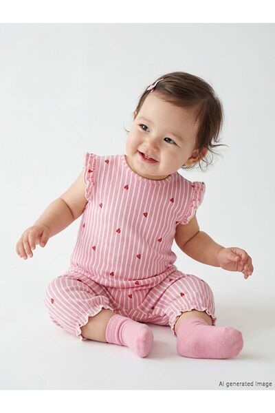 LC Waikiki Lcw Baby Crew Neck Printed Baby Girl Combed Cotton Jumpsuit