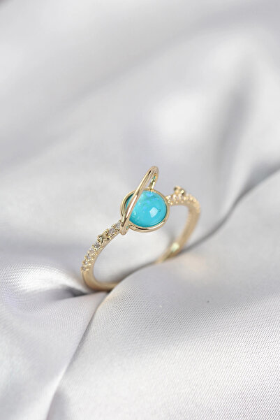 shopwave Gold Color Zircon Stone Saturn Model Women's Ring