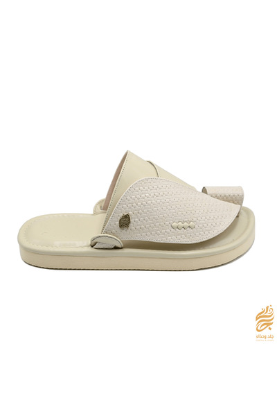 Leather & shoea Distinctive off-white oriental shoe
