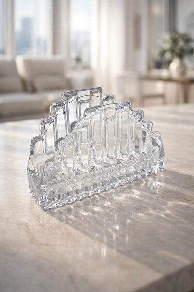 grandora Glass Napkin Holder – Transparent Decorative Luxury Crystal-Look Nap...