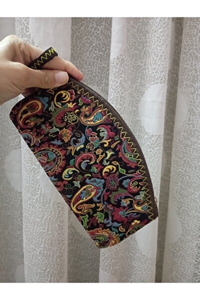 ÖYKÜCANBU Otantik Terme Kumaş Kilim Desenli Makyaj Çantası