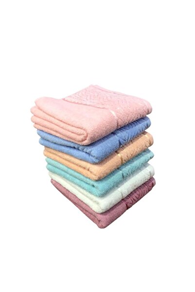 ROYAM 6-Piece Rosenur 100% Cotton Partial Velvet Hand and Face Towel Set 50 X 90