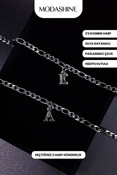 ModaShineShop 2’li Kararmaz Çelik Harfli Bileklik – Sevgiliye ve Çiftlere Öze...
